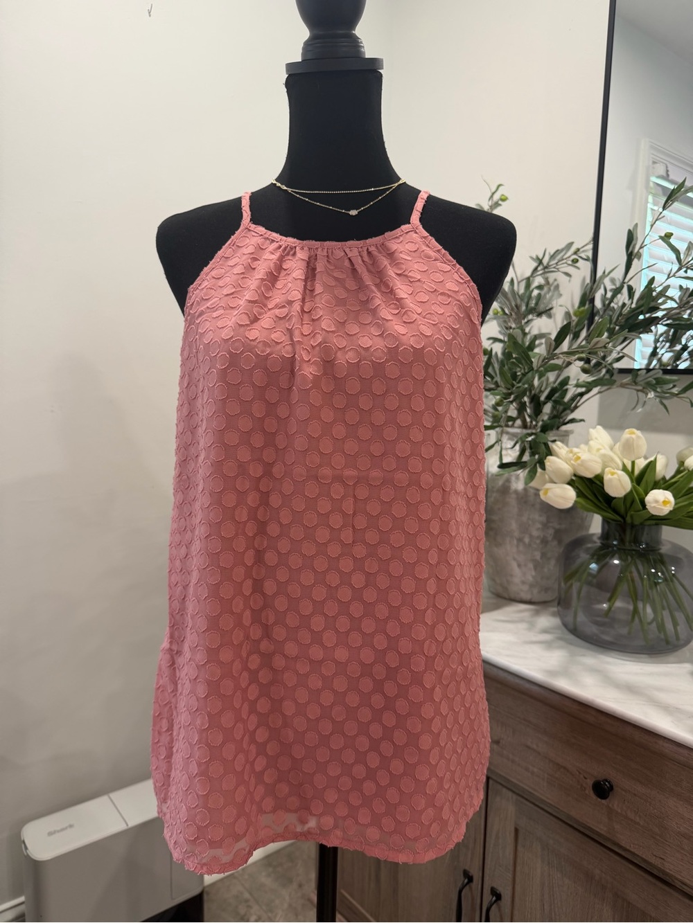 Market & Spruce Mauve Textured Halter Tank Top